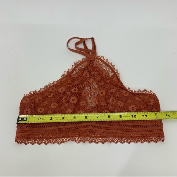 Victoria’s Secret Burnt Orange Flowered Lace Boho Triangle Halter Bralette - Picture 14 of 16